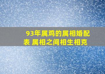 93年属鸡的属相婚配表 属相之间相生相克